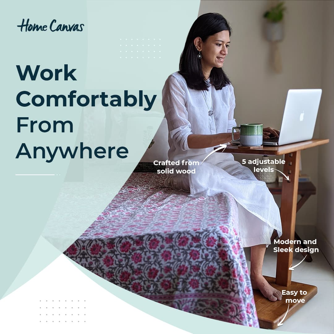 Adjustable solid-wood laptop table