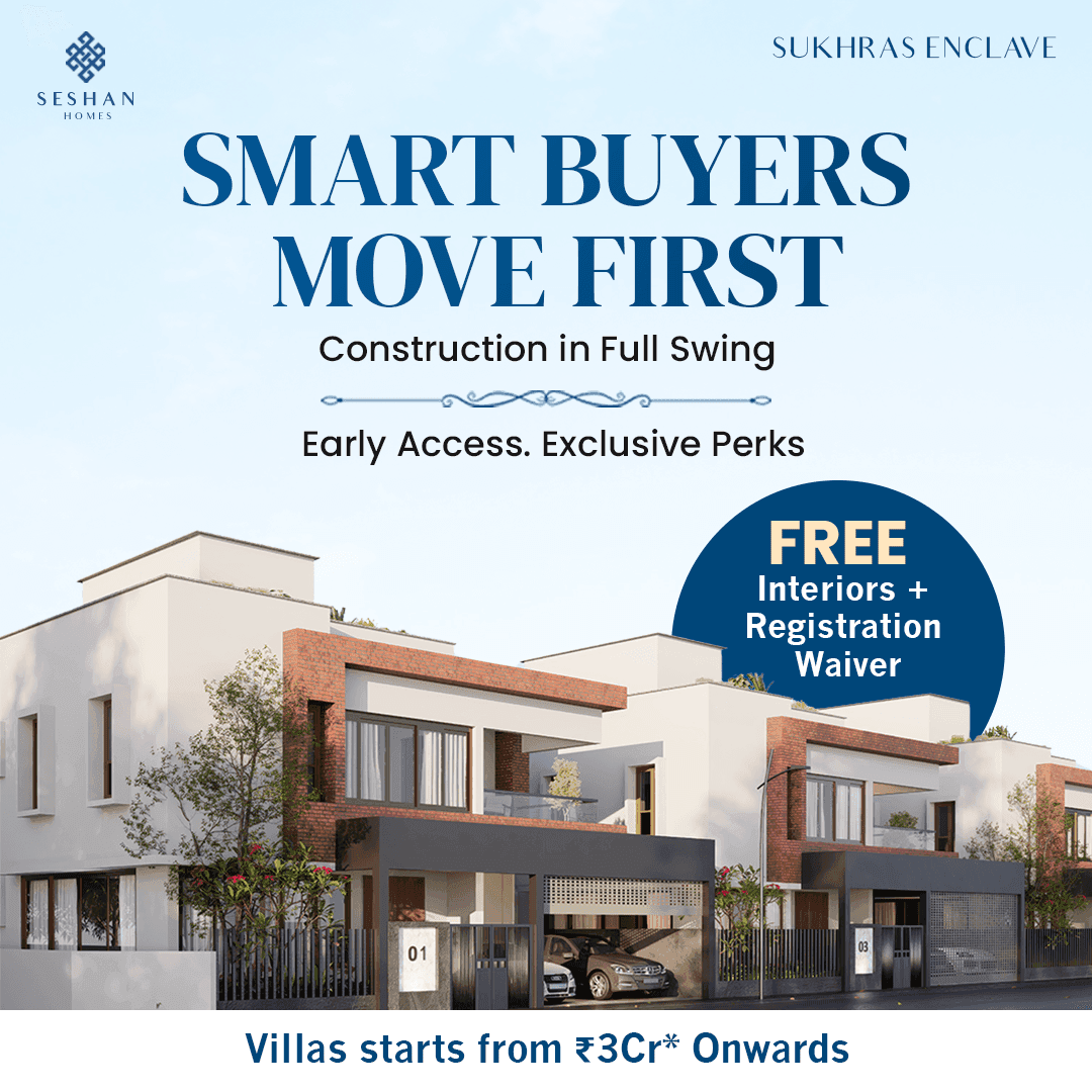 Smart-buyers variation — free interiors and registration waiver, villas from Rs 3Cr.